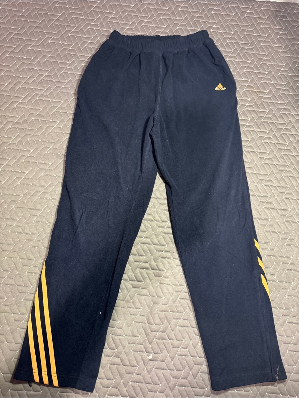 adidas Black Sweatpants with Yellow Stripe Details